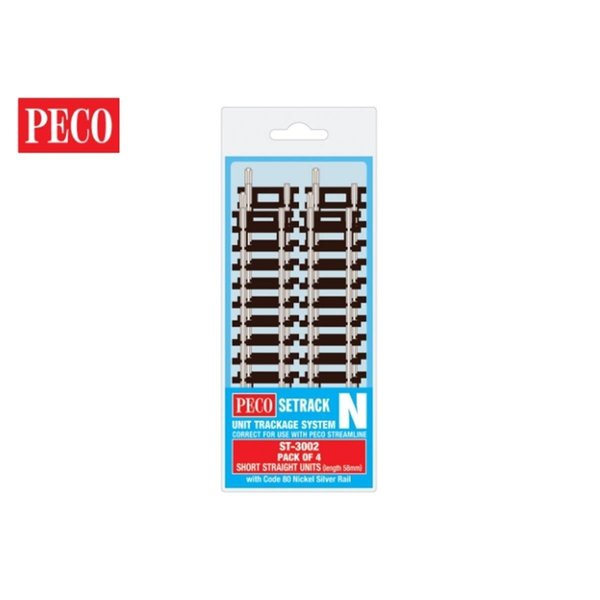Peco N 58 mm Short Straight Track PCOST-3002